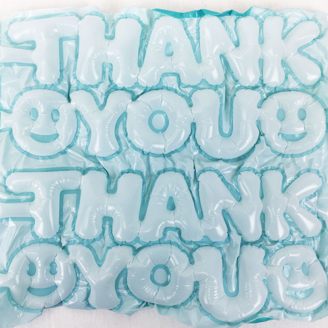 Expressions Bubble: White & Teal Thank You