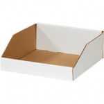 White Corrugated Bin Boxes, 12 x 12 x 4 1/2