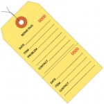 Yellow Pre-Wired Repair Tags - #5, 4 3/4 x 2 3/8