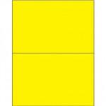 Fluorescent Yellow Removable Laser Labels, 8 1/2 x 5 1/2