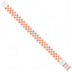 Orange Checkerboard Tyvek® Wristbands, 3/4 x 10