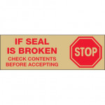 Stop If Seal Is Broken... Tape, Tan, 3