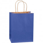 Parade Blue Tinted Paper Shopping Bags, Cub - 8 x 4 1/2 x 10 1/4
