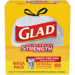 Glad® Drawstring Trash Bags, 13 Gallon, White
