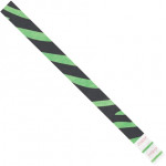 Green Zebra Stripe Tyvek® Wristbands, 3/4 x 10