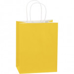 Buttercup Tinted Paper Shopping Bags, Cub - 8 x 4 1/2 x 10 1/4