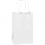 White Paper Shopping Bags, Rose - 5 1/2 x 3 1/4 x 8 3/8