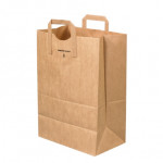 Kraft Paper Grocery Bags, 1/6 BL, Flat Handle - 12 x 7 x 17