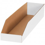White Corrugated Bin Boxes, 6 x 24 x 4 1/2