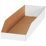 White Corrugated Bin Boxes, 8 x 24 x 4 1/2