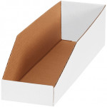 White Corrugated Bin Boxes, 5 x 18 x 4 1/2