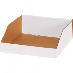 White Corrugated Bin Boxes, 12 x 12 x 4 1/2
