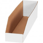 White Corrugated Bin Boxes, 4 x 18 x 4 1/2