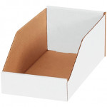 White Corrugated Bin Boxes, 6 x 12 x 4 1/2