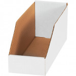 White Corrugated Bin Boxes, 4 x 12 x 4 1/2