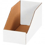 White Corrugated Bin Boxes, 4 x 9 x 4 1/2