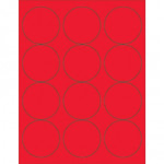 Fluorescent Red Circle Laser Labels, 2 1/2