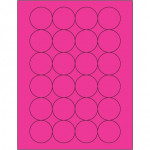Fluorescent Pink Circle Laser Labels, 1 2/3