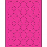Fluorescent Pink Circle Laser Labels, 1 1/2