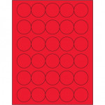 Fluorescent Red Circle Laser Labels, 1 1/2