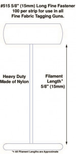 Fine Fabric Micro-Spaced Nylon Tagging Fasteners, 5/8
