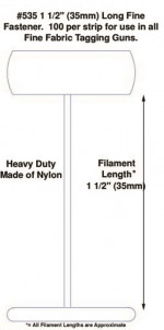 Fine Fabric Micro-Spaced Nylon Tagging Fasteners, 1 1/2