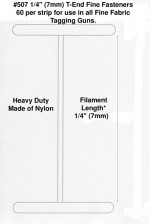 Fine Fabric Micro-Spaced Nylon T-End Tagging Fasteners, 1/4