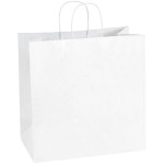 White Paper Shopping Bags, Take Out - 14 1/2 x 9 x 16 1/4