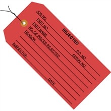 Pre-Wired "Rejected" Inspection Tags, Red, 4 3/4 x 2 3/8"