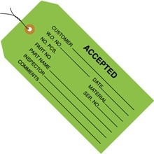 Pre-Wired "Accepted" Inspection Tags, Green, 4 3/4 x 2 3/8"
