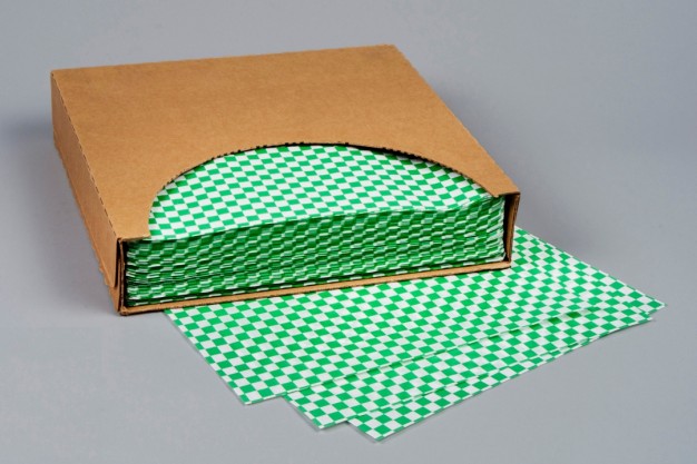 Grease Resistant Paper Sheets, Hunter Green Checkered, 12 x 12