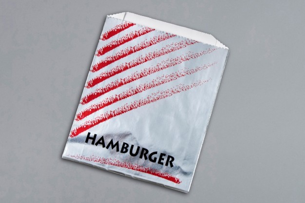Printed Foil Hamburger Bags, 6 x 2 x 8"