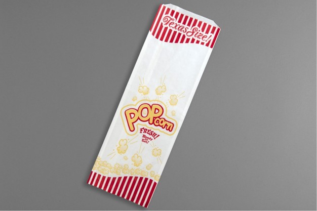 White Printed Popcorn Bags, 6 x 3/4 x 18"