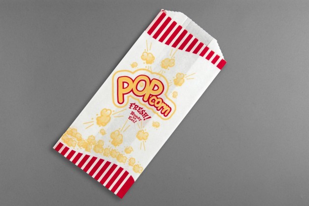 White Printed Popcorn Bags 1-1/2# Size, 4 x 2 1/2 x 8 1/4" - 3 Pack(s) of 1000