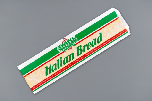 White Printed Italian Bread Bags - Bakery Fresh Design, 5 1/4 x 3 1/4 x 16"