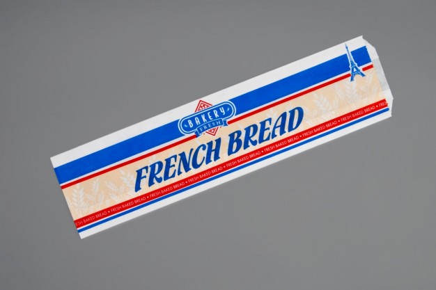 White Printed French Bread Bags - Bakery Fresh Design, 4 1/2 x 2 1/2 x 24"