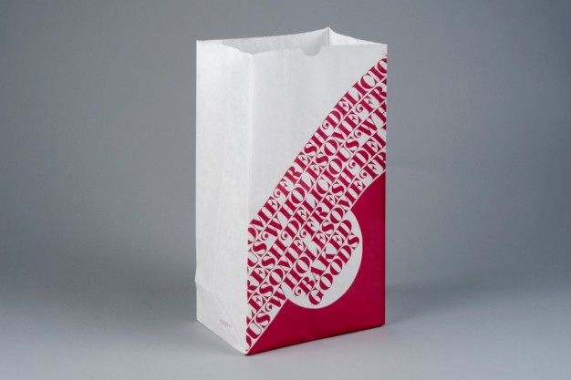 Bakery Bags, Printed - Color Coded - Burgundy, Waxed, 7 1/8 x 4 3/8 x 13 15/16