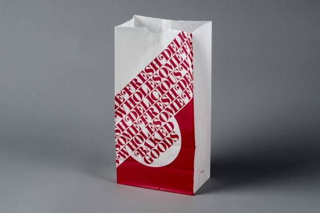 Bakery Bags, Printed - Color Coded - Red, Waxed, 6 1/8 x 3 7/8 x 12 5/8