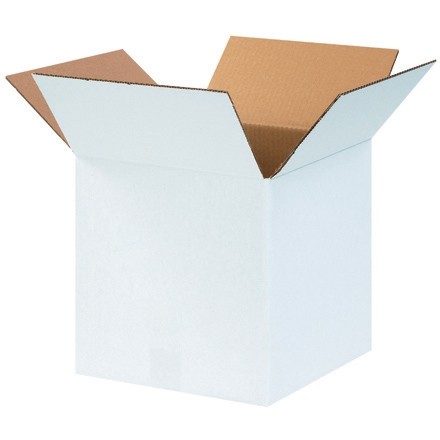 White Corrugated Boxes, 12 x 12 x 12", Cube