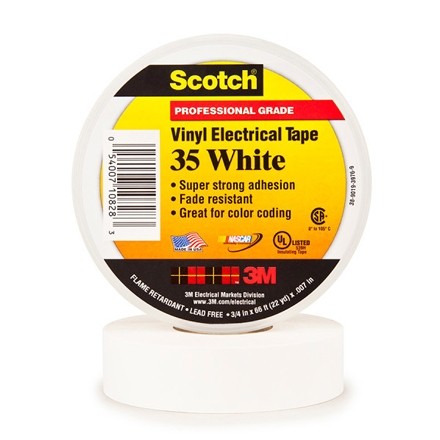 3M 35 Electrical Tape, 3/4" x 66', White