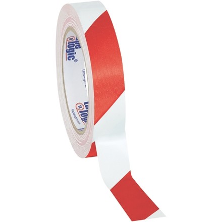 Red/White Striped Vinyl Tape, 1" x 36 yds., 7 Mil Thick