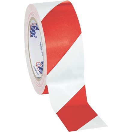 Red/White Striped Vinyl Tape, 2" x 36 yds., 7 Mil Thick