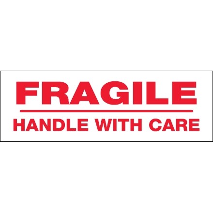Fragile Handle With Care Tape, 2" x 55 yds., 2.2 Mil Thick