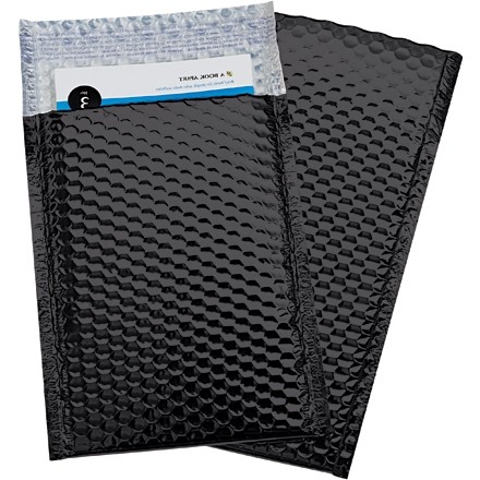 Glamour Bubble Mailers, Black, 7 1/2 x 11"
