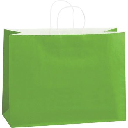 Citrus Green Tinted Paper Shopping Bags, Vogue - 16 x 6 x 12"