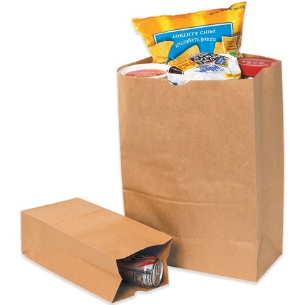 Kraft Paper Grocery Bags, #10 - 6 5/16 x 4 1/8 x 13 3/8"