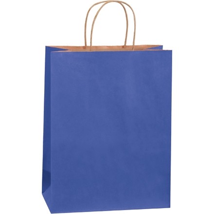 Parade Blue Tinted Paper Shopping Bags, Debbie - 10 x 5 x 13"