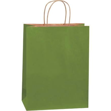 Green Tinted Paper Shopping Bags, 10 x 5 x 13", Debbie