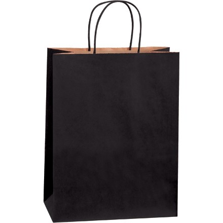 Black Tinted Paper Shopping Bags, Debbie - 10 x 5 x 13"