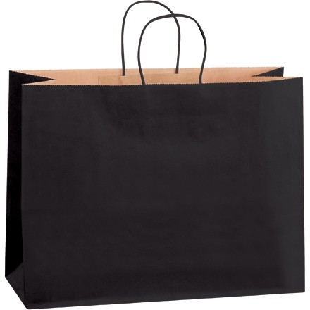 Black Tinted Paper Shopping Bags, Vogue - 16 x 6 x 12"